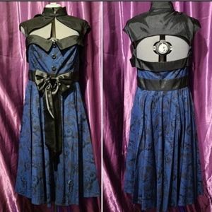 Beautiful Black & Blue Retro Swing Dress by Chic Star!